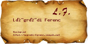 Légrádi Ferenc névjegykártya